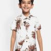 Casual Shirts | Bene Kleed Boys Off White/Brown Slim Fit Floral Casual Shirt