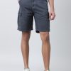 Shorts | Bene Kleed Men Dark Grey Relaxed Fit Pure Cotton Solid Cargo Shorts With Contrast