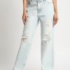 Jeans | Bene Kleed Women Light Blue Straight Fit High-Rise Highly Distressed Solid Jeans