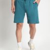 Shorts | Bene Kleed Men Teal Interlock Oversized Solid Shorts