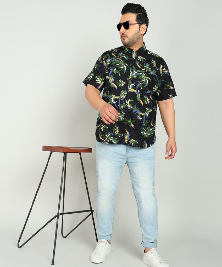 Casual Shirts | Bene Kleed Plus Men Black Pure Cotton Printed Casual Shirt