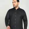 Formal Shirts | IVOC Plus Men Black Regular Fit Poly Cotton Solid Formal Shirt