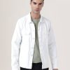 Jackets | Bene Kleed Men White Cotton Solid Slim Fit Denim Jacket