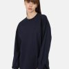 Sweatshirts | Bene Kleed Women Navy Solid Long Length Oversized Sweatshirt