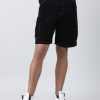 Shorts | Bene Kleed Men Black Relaxed Fit Pure Cotton Solid Cargo Shorts With Contrast Sti