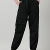 Cargos & Joggers | Bene Kleed Women Black Parachute Fit Solid Cargo Joggers With Belt