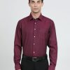 Formal Shirts | IVOC Men Magenta Regular Fit Textured Poly Cotton Formal Shirt