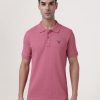 T-Shirts | IVOC Men Dusty Pink Regular Fit Polo T-Shirt With Chest Embroidery