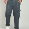 Cargos & Joggers | Bene Kleed Plus Men Dark Grey Carpenter Style Solid Cargo Trouser With Back Loop