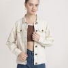 Jackets | Bene Kleed Women Ecru Slim Fit Solid Denim Jacket