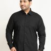 Formal Shirts | IVOC Plus Men Black Regular Fit Solid Formal Shirt