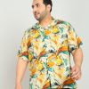 Casual Shirts | Bene Kleed Plus Men Yellow/Green Regular Fit Digital Print Half Sleeves Shirt