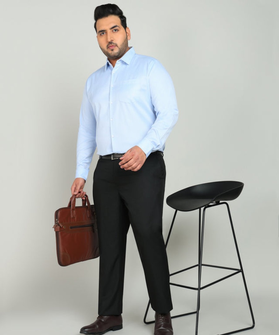 Formal Shirts | IVOC Plus Men Sky Blue Regular Fit Poly Cotton Solid Formal Shirt