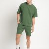 Co-Ords Sets | Bene Kleed Men Bottle Green Regular Fit Solid Seersucker Knitted Co-Ord Set