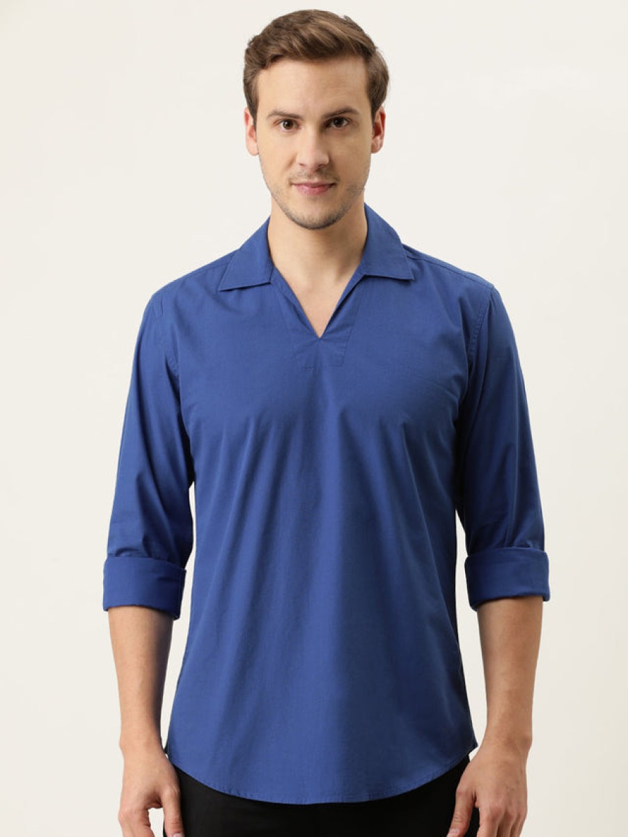 Kurtas | IVOC Men Blue Slim Fit Solid Kurta