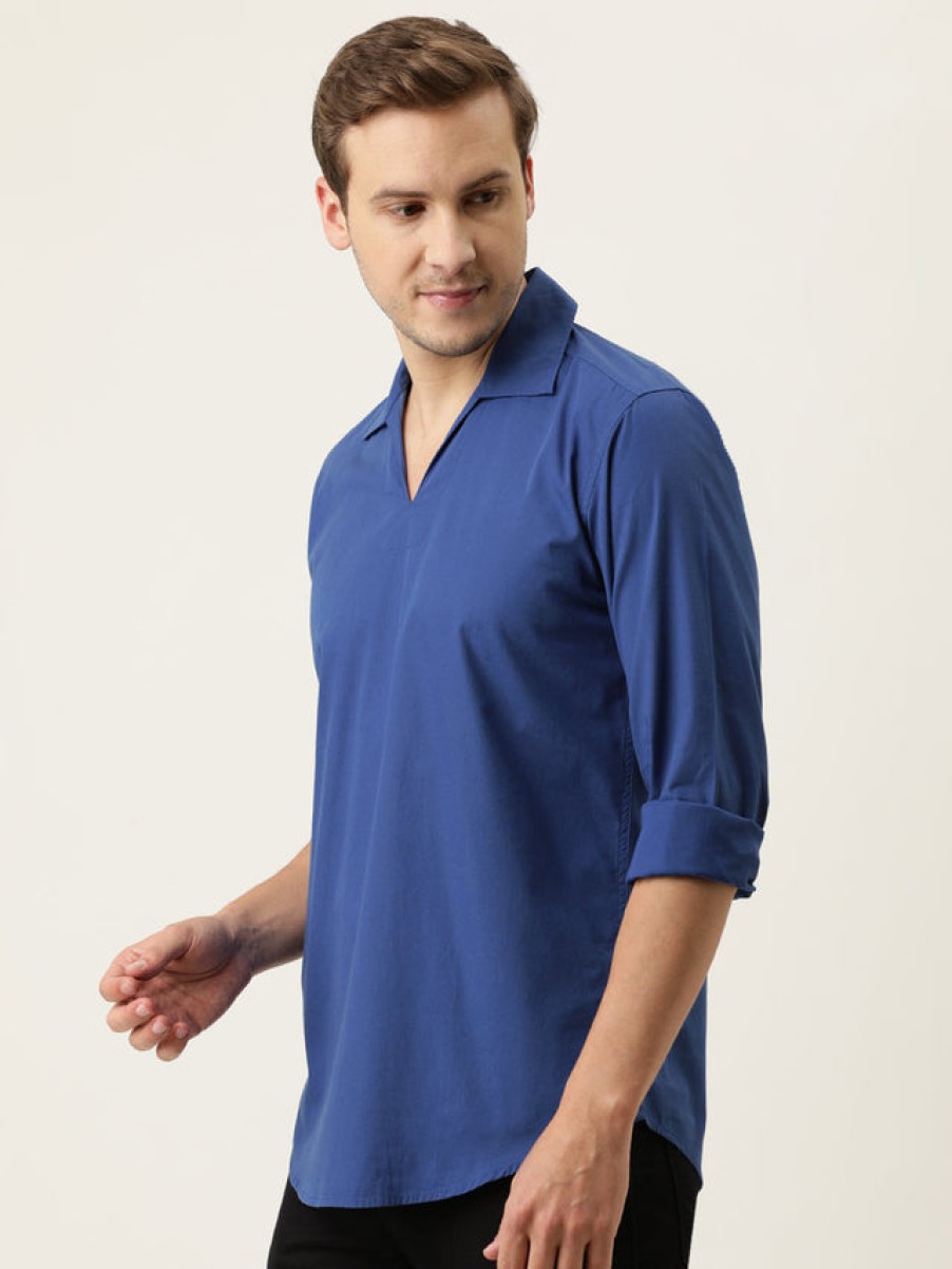 Kurtas | IVOC Men Blue Slim Fit Solid Kurta