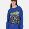 Sweatshirts | Bene Kleed Women Royal Blue Varsity Print Medium Length Oversized Sweatshirt