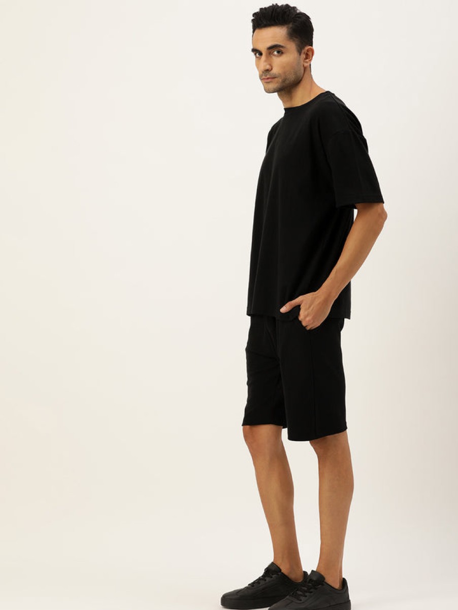 Co-Ords Sets | Bene Kleed Men Black Co-Ords Set With T-Shirt And Shorts