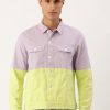 Jackets | Bene Kleed Men Pastel Lilac/Neon Yellow Slim Fit Colour Block Jacket