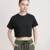 T-Shirt & Tops | Bene Kleed Women Black Cropped Solid Sustainable Tee