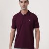 T-Shirts | IVOC Men Burgundy Regular Fit Polo T-Shirt With Chest Embroidery