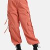 Cargos & Joggers | Bene Kleed Women Orange High-Rise Overdyed Parachute Fit Cargo Trousers