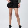 Shorts | Bene Kleed Women Black High Rise Cargo Shorts