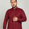 Formal Shirts | IVOC Plus Men Maroon Regular Fit Poly Cotton Solid Formal Shirt