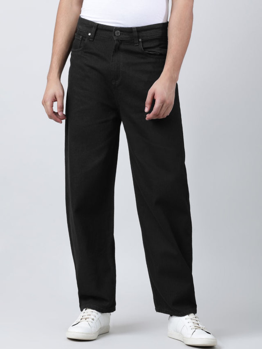 Jeans | Bene Kleed Men Black Pure Cotton Rigid Baggy Fit Solid Jeans