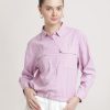 Casual Shirts | Bene Kleed Women Soft Lilac Overdyed Cotton Boxy Fit Solid Casual Shirt