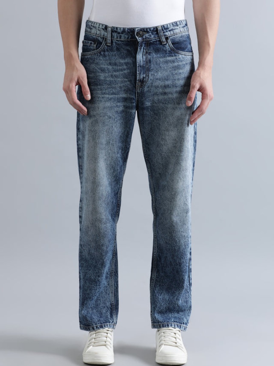 Jeans | Bene Kleed Men Mid Blue Relaxed Fit Light Fade Solid Jeans