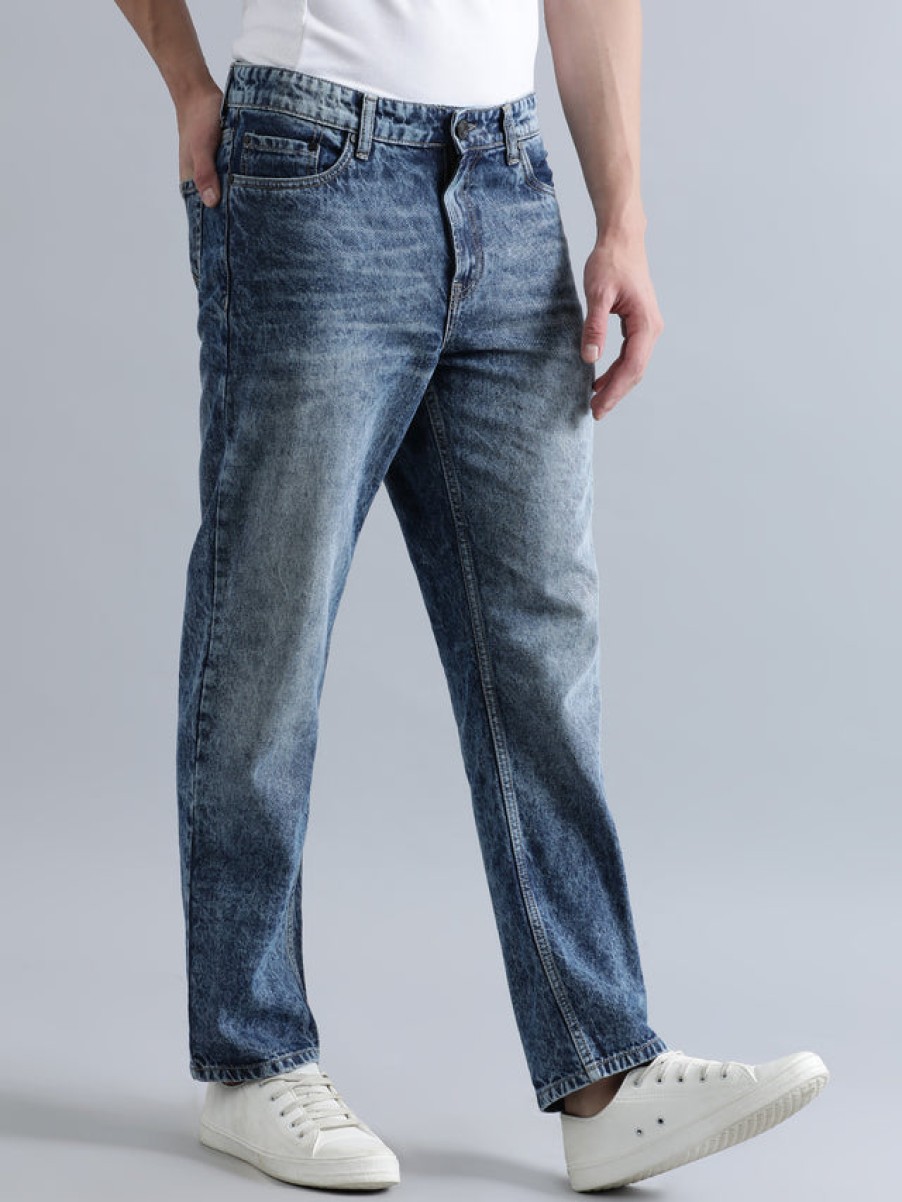 Jeans | Bene Kleed Men Mid Blue Relaxed Fit Light Fade Solid Jeans