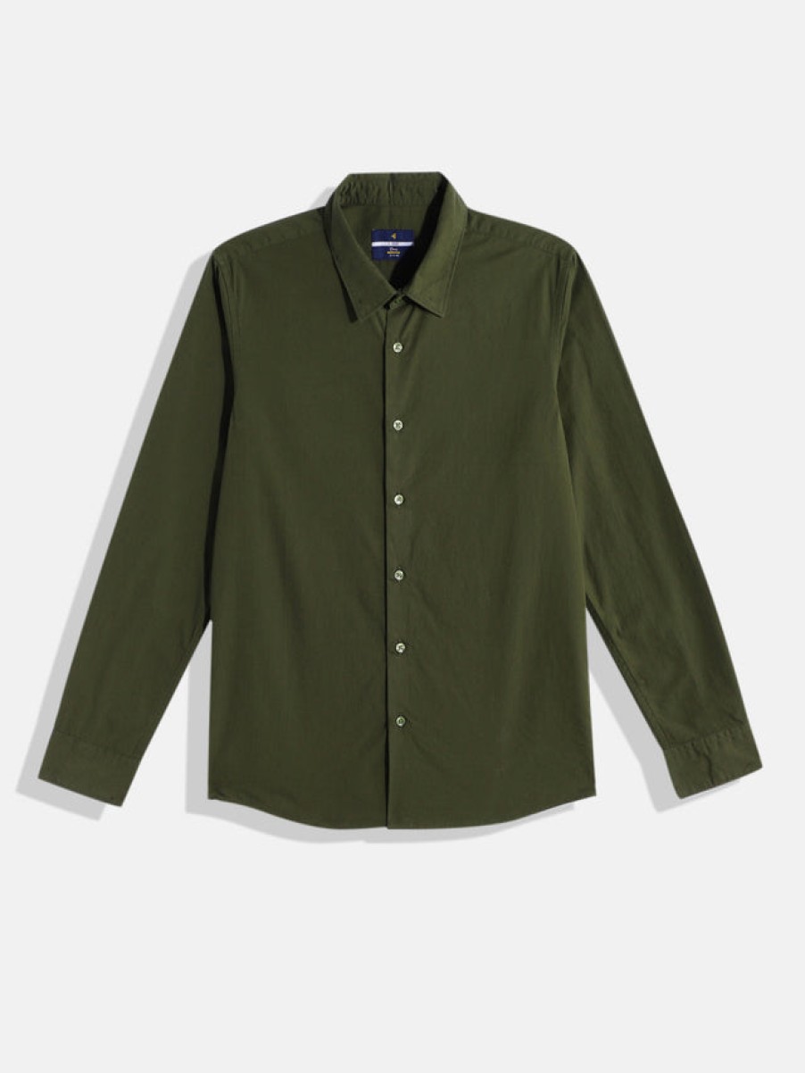 Casual Shirts | IVOC Boys Olive Slim Fit Solid Casual Shirt