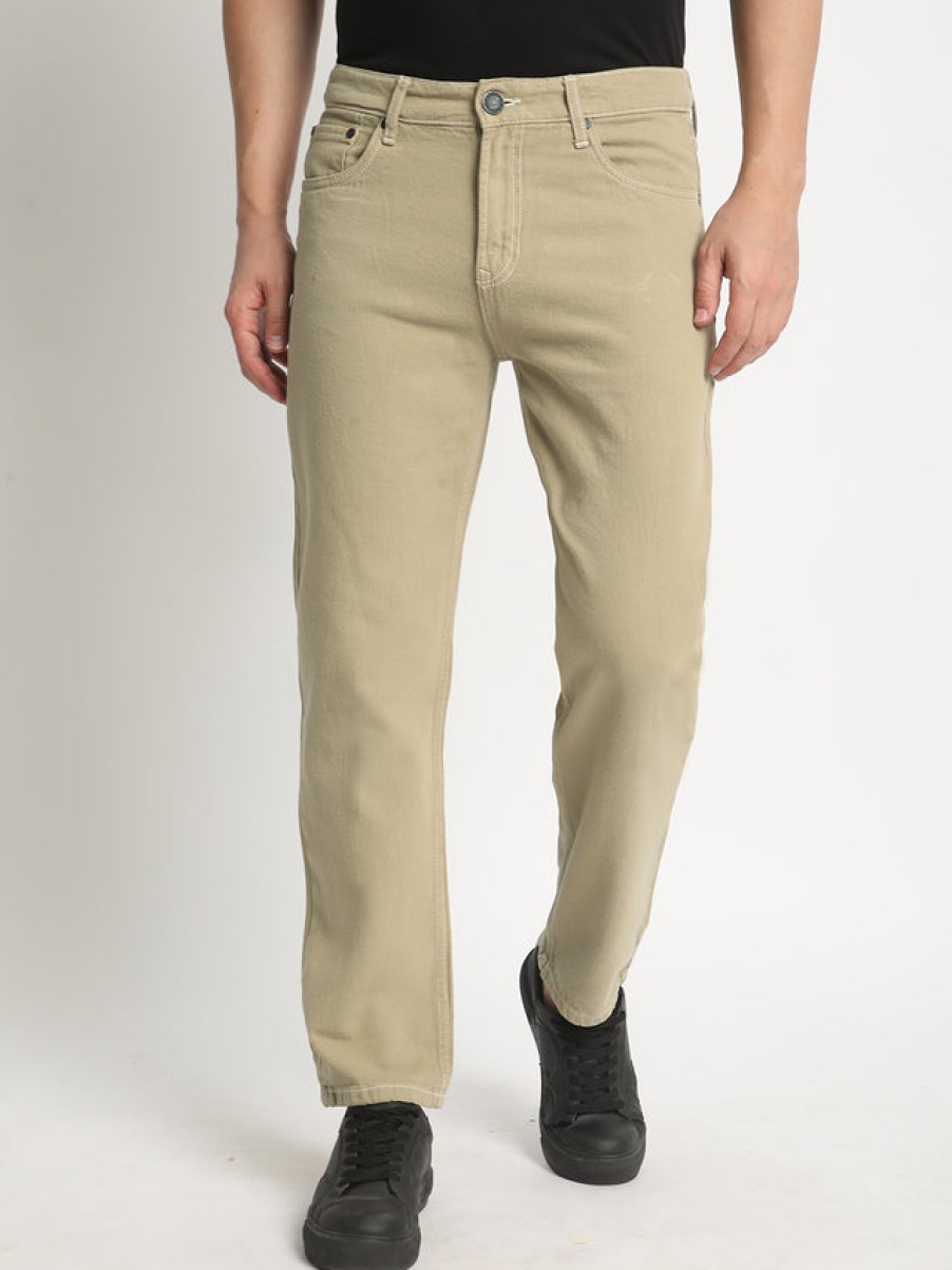 Jeans | Bene Kleed Men Sage Olive Relaxed Fit Mid-Rise Shaded Jeans