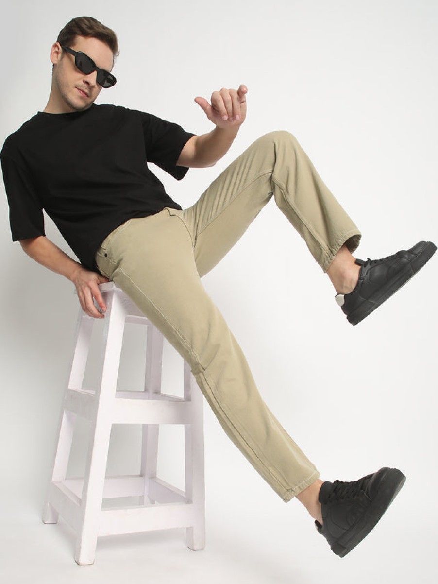 Jeans | Bene Kleed Men Sage Olive Relaxed Fit Mid-Rise Shaded Jeans