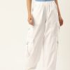 Cargos & Joggers | Bene Kleed Women White Solid Parachute Fit Cargo Trousers