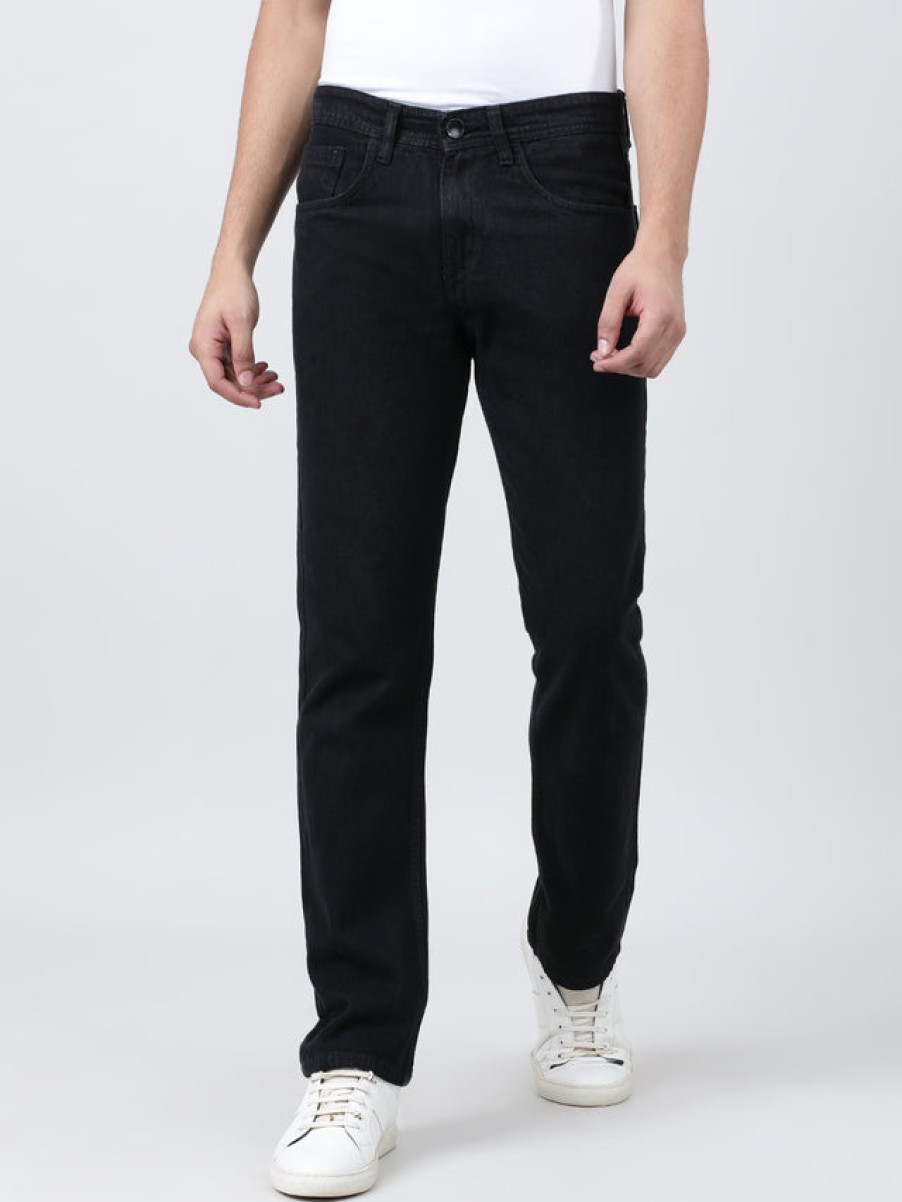 Jeans | IVOC Men Black Regular Fit Clean Look Solid Jeans