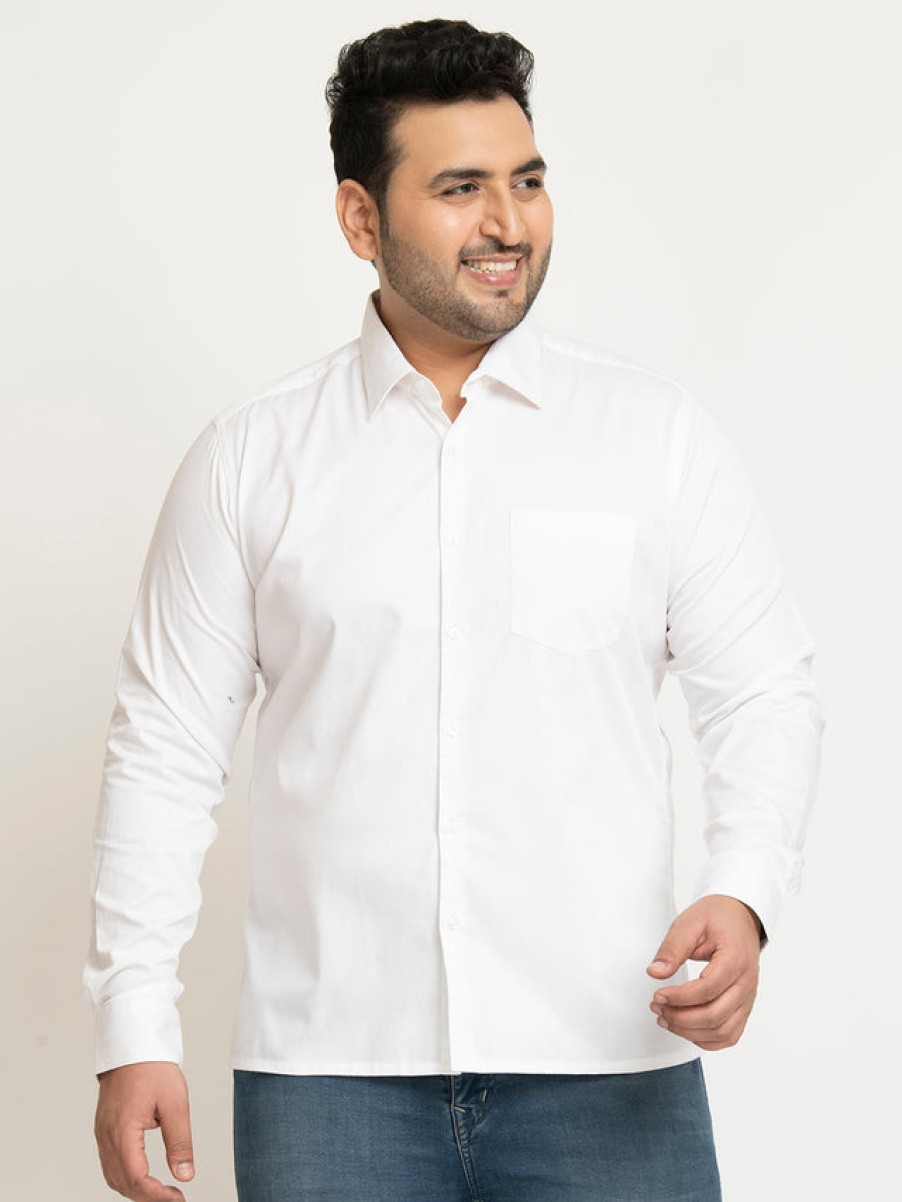 Formal Shirts | IVOC Plus Men White Regular Fit Solid Formal Shirt