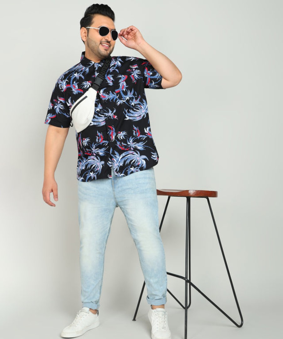 Casual Shirts | Bene Kleed Plus Men Back/Blue Pure Cotton Printed Casual Shirt