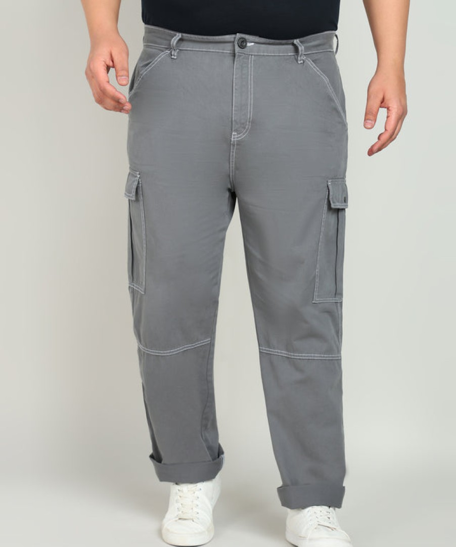 Cargos & Joggers | Bene Kleed Plus Men Iron Grey Regular Fit Cargo Trouser With Contrast Stitch