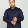 Formal Shirts | IVOC Plus Men Navy Regular Fit Poly Cotton Solid Formal Shirt