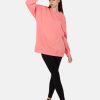 Co-Ords Sets | Bene Kleed Women Peach/Black Longline Oversize Sweatshirt With Leggings Co-Ord Se