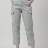 Cargos & Joggers | IVOC Women Neutral Grey Regular Fit Pure Cotton Paneled Solid Cargo Trouser