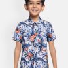 Casual Shirts | Bene Kleed Boys White/Blue Slim Fit Floral Casual Shirt