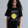 T-Shirt & Tops | Bene Kleed Women Black Graphic Print Short Sleeve Oversized T-Shirt