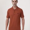 T-Shirts | IVOC Men Coffee Brown Regular Fit Polo T-Shirt With Chest Embroidery