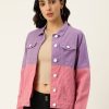 Jackets | Bene Kleed Women Mauve/Peach Slim Fit Colour Block Jacket