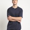 T-Shirts | Bene Kleed Men Navy Oversized Solid Interlock T-Shirt