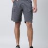 Shorts | Bene Kleed Men Iron Grey Relaxed Fit Pure Cotton Solid Cargo Shorts With Contrast