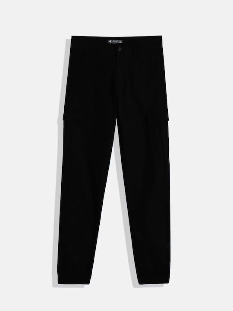 Cargos & Joggers | IVOC Boys Black Slim Fit Solid Casual Joggers